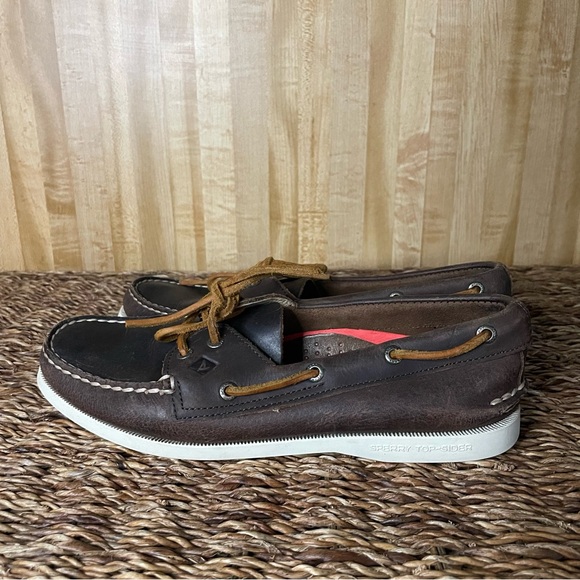 Sperry Topsider Brown Leather Boat Shoe Size 8 - Picture 3 of 10